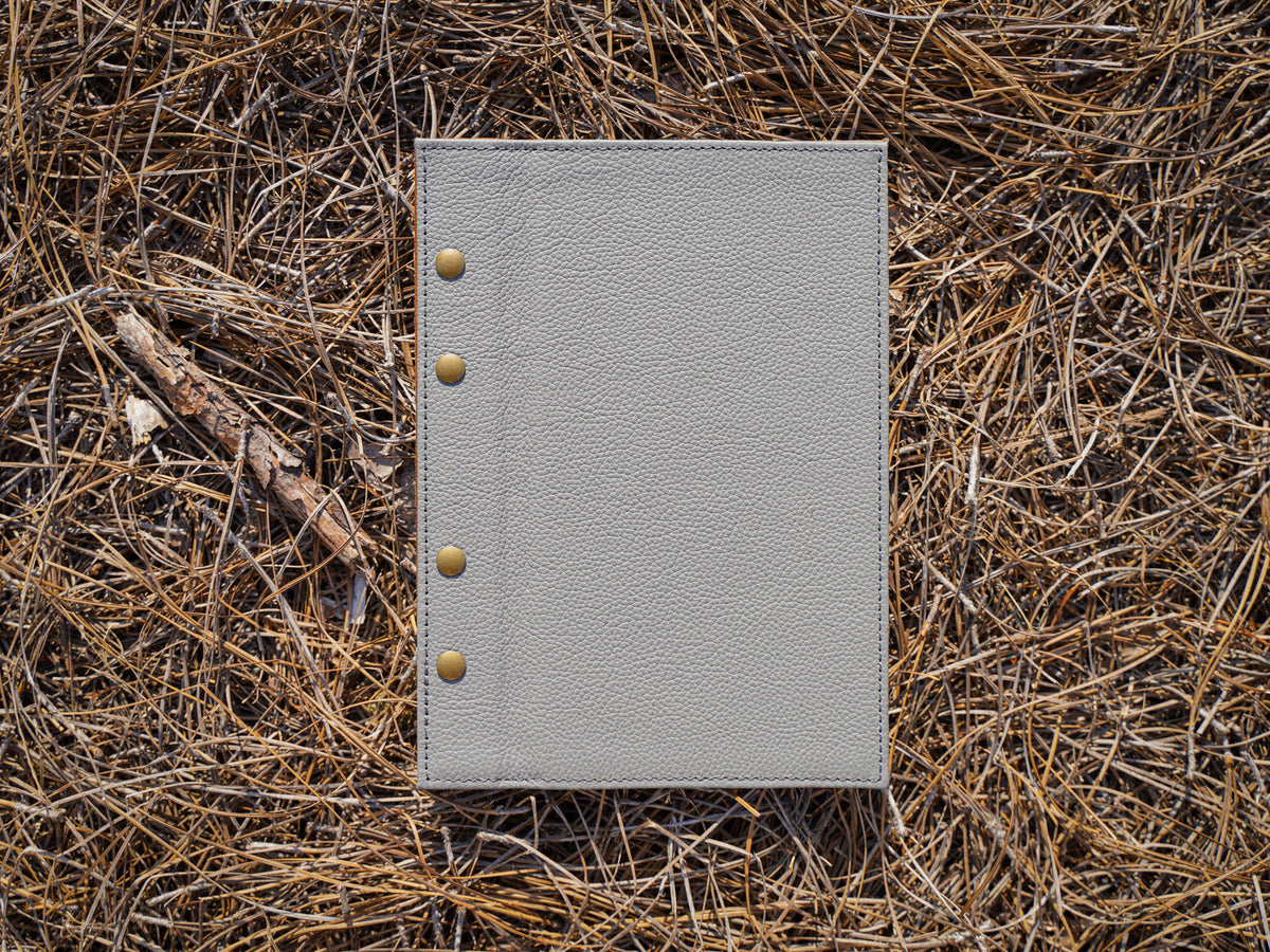 Italian Leather Menu with Chicago Screws - Grey