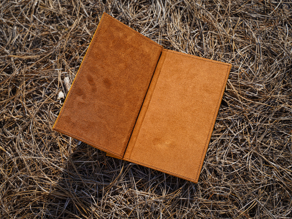 Italian Leather Menu with Chicago Screws - Yellow