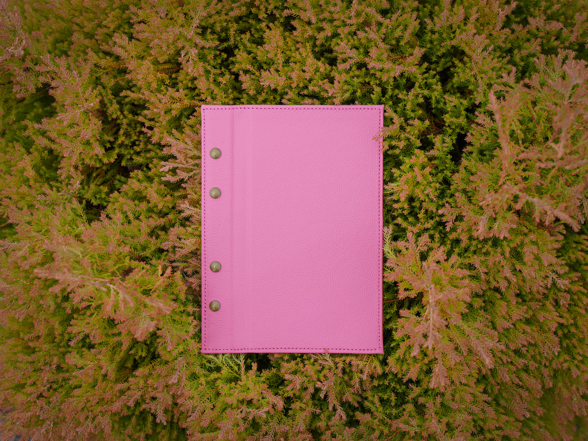 Italian Leather Menu with Chicago Screws - Pink