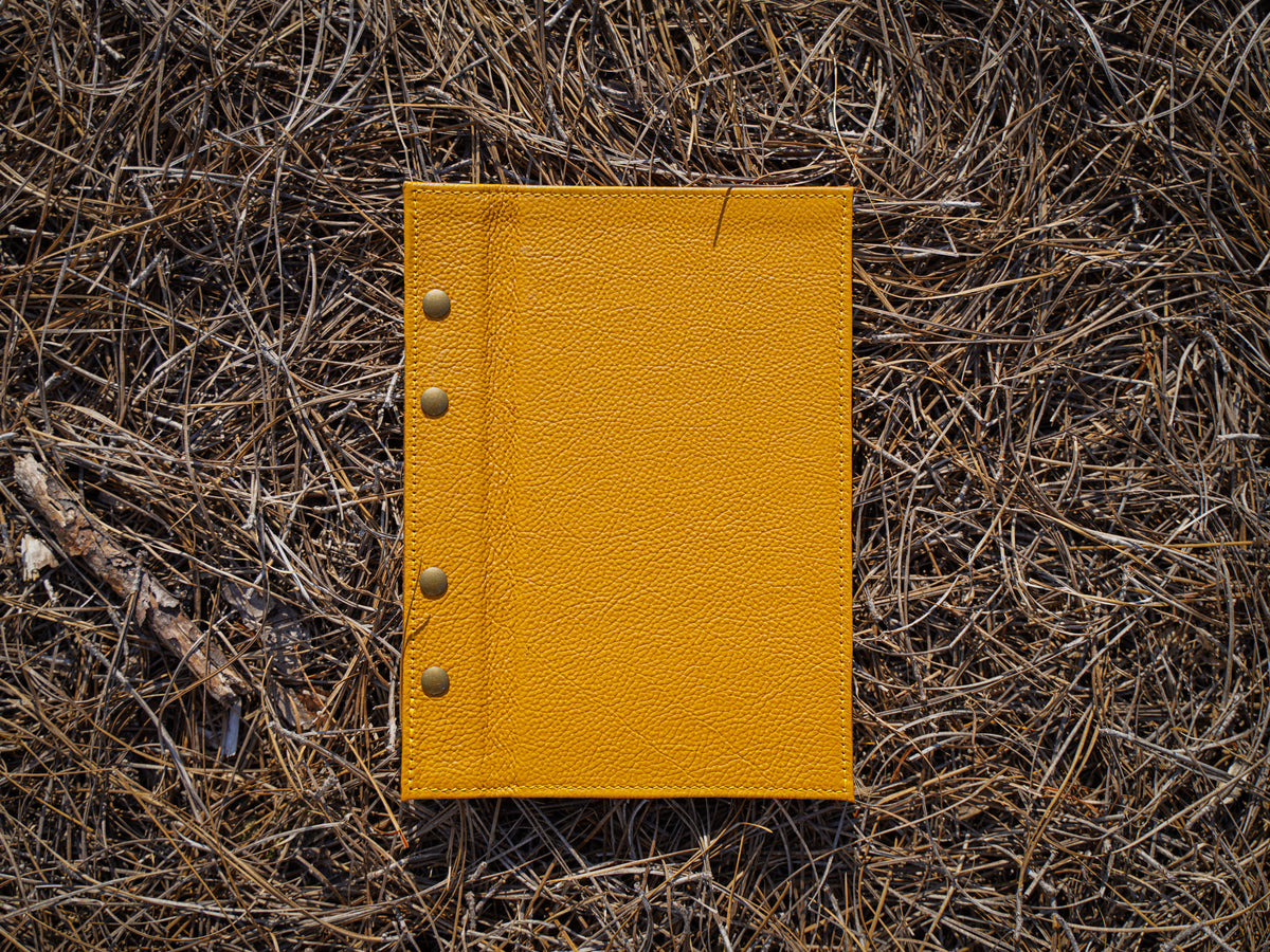 Italian Leather Menu with Chicago Screws - Yellow