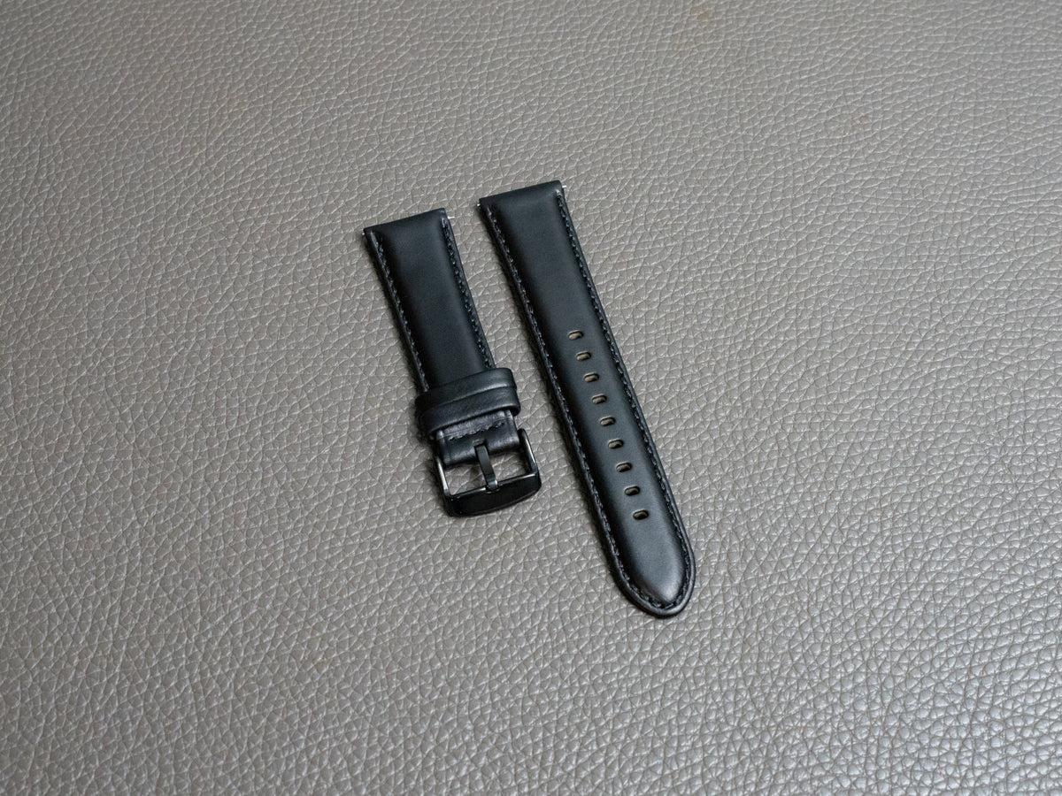 Italian Rustic Leather Watch Band - Black