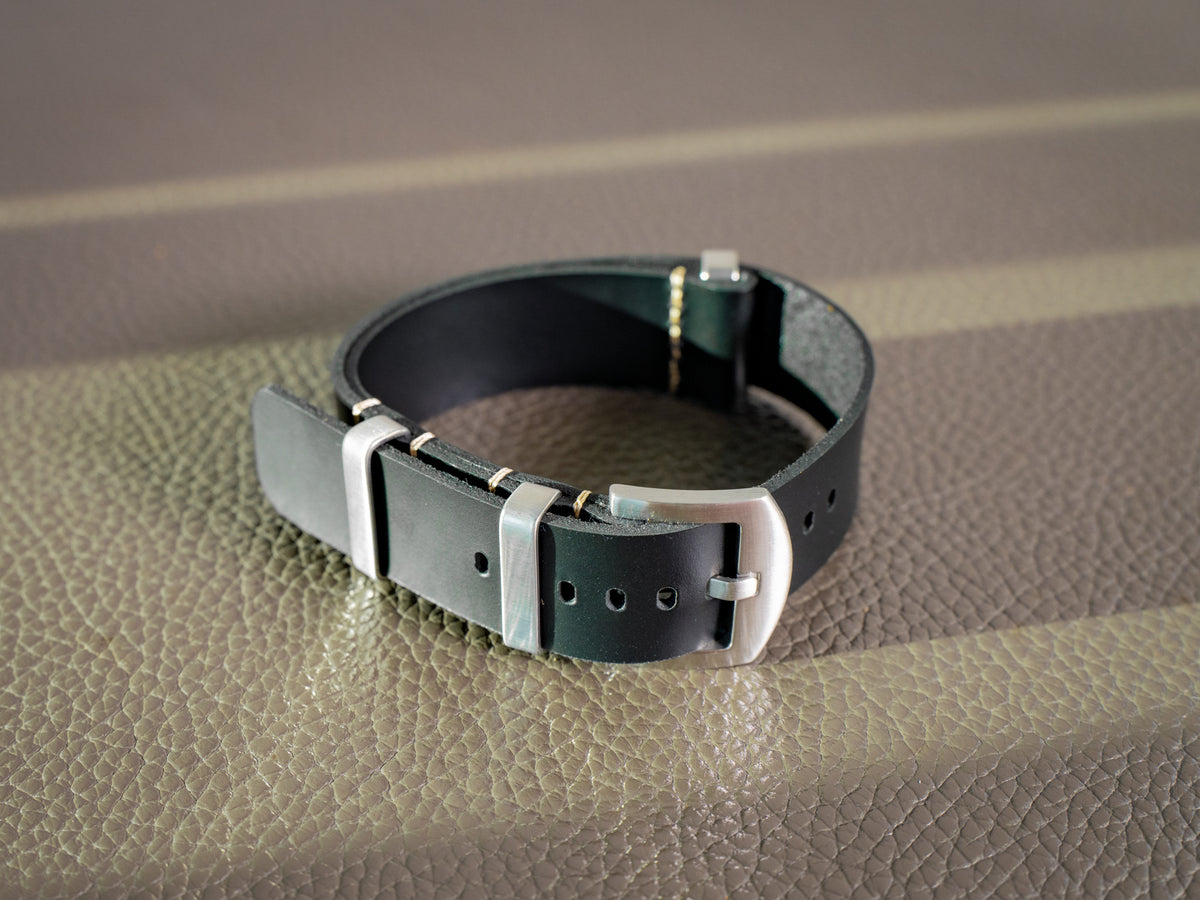 Leather Watch Band 1 piece - Black