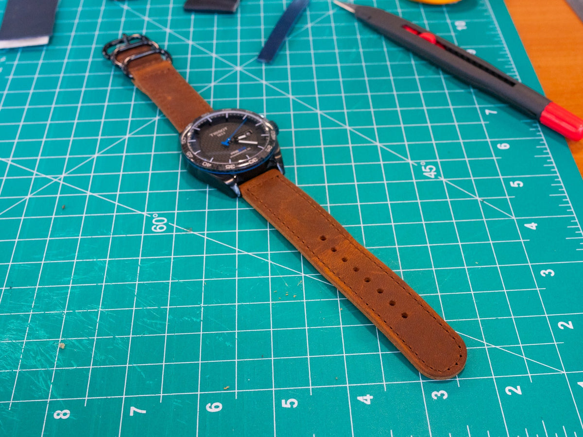 Leather Watch Band 2 piece - Brown