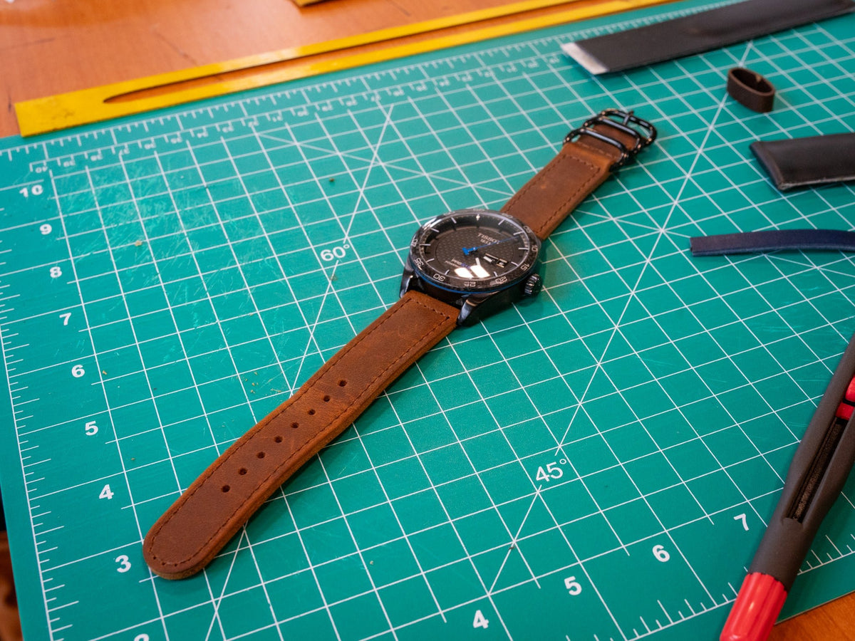 Leather Watch Band 2 piece - Brown