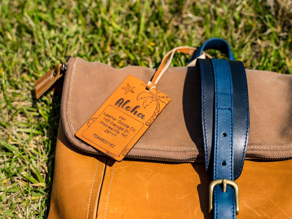 Milwaukee Leather Luggage Tag Aloha - Natural Luggage Tags - olpr.