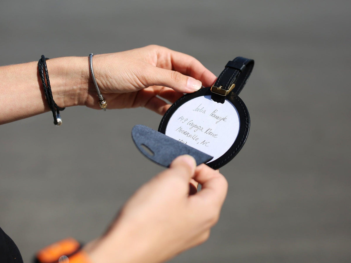 Leather Travel Tag - Black Travel Tag - olpr.