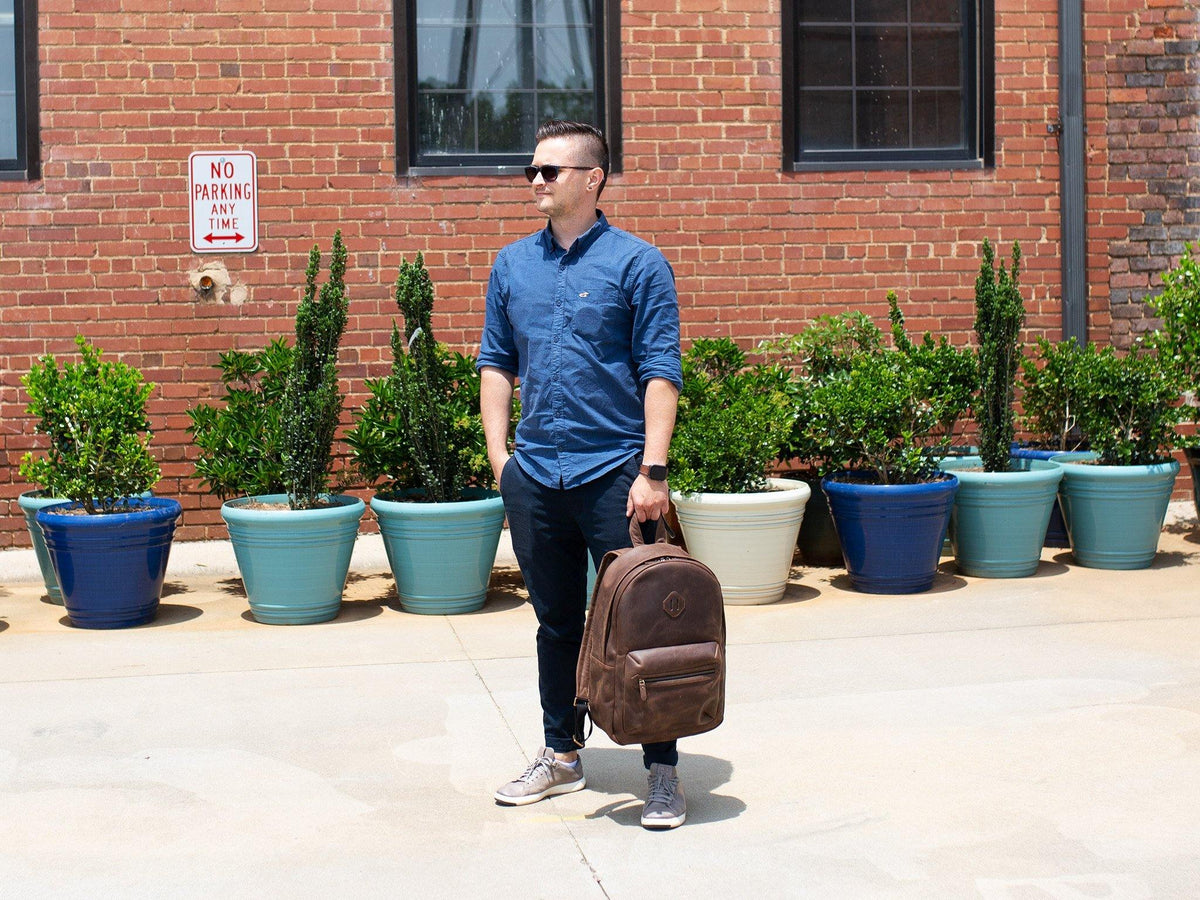 Crazy Horse Leather Backpack City - Brown Backpack - olpr.