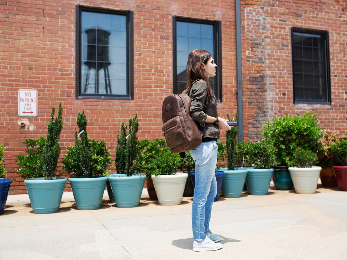 Crazy Horse Leather Backpack City - Brown Backpack - olpr.