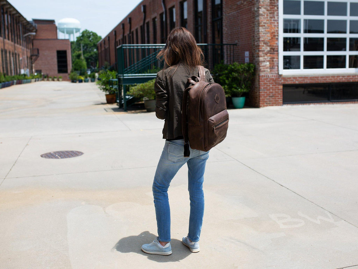 Crazy Horse Leather Backpack City - Brown Backpack - olpr.