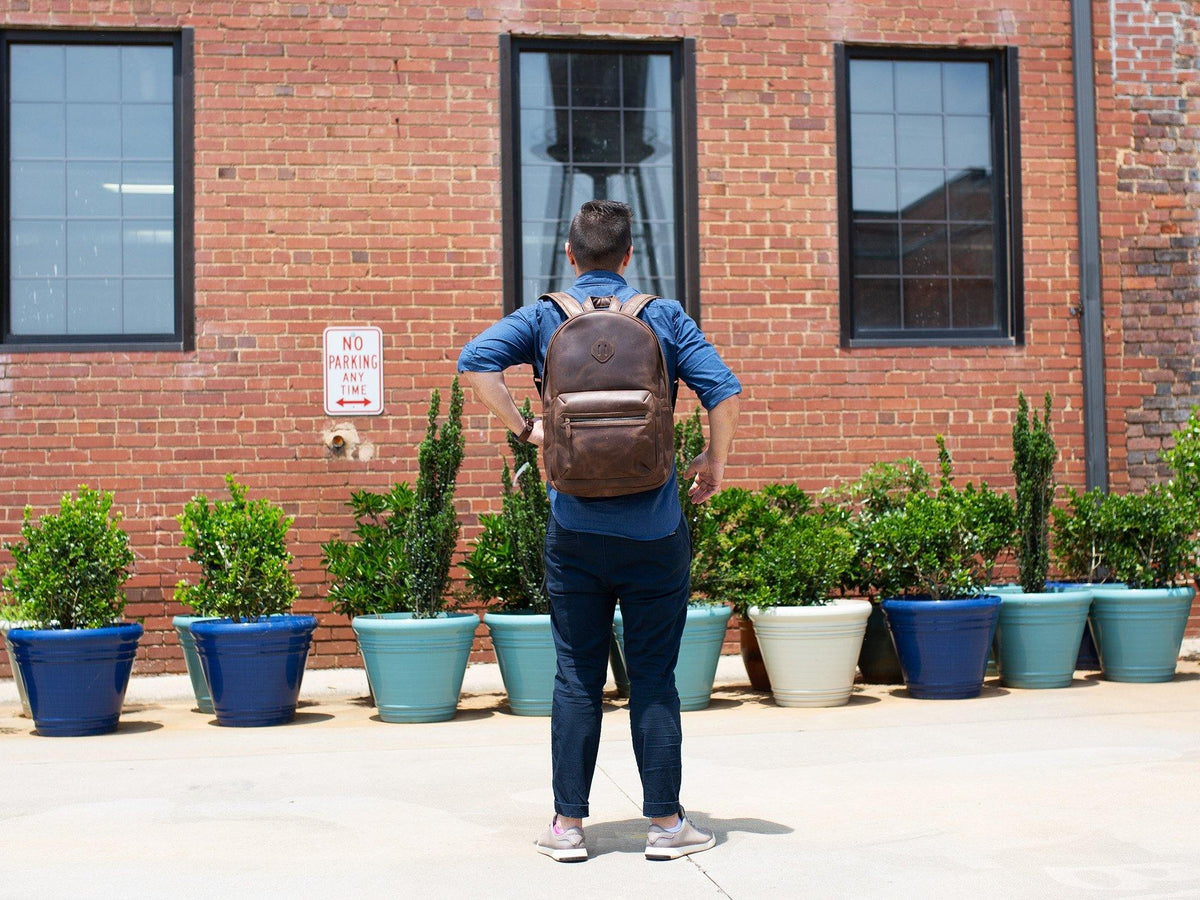 Crazy Horse Leather Backpack City - Brown Backpack - olpr.