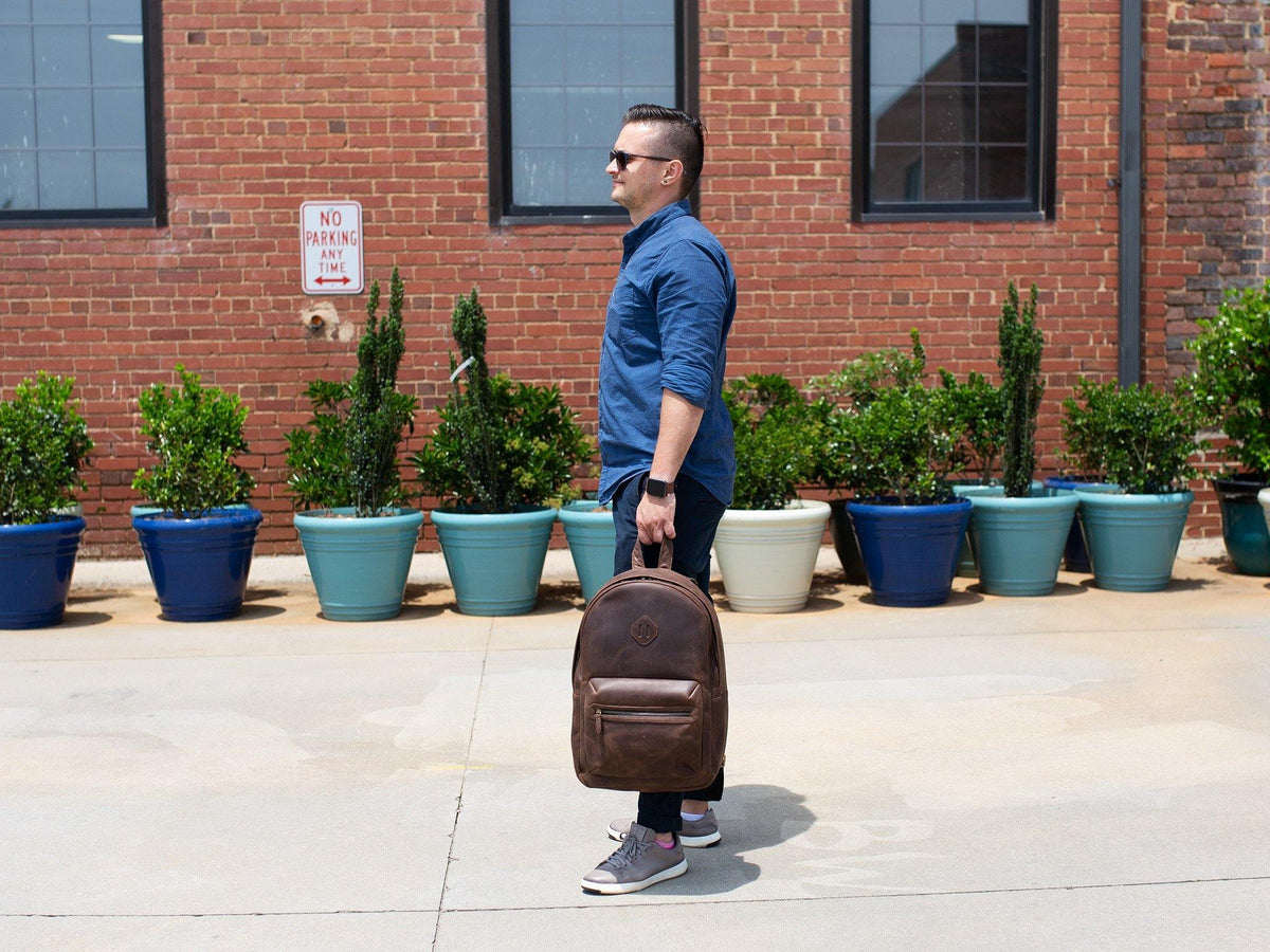 Crazy Horse Leather Backpack City - Brown Backpack - olpr.