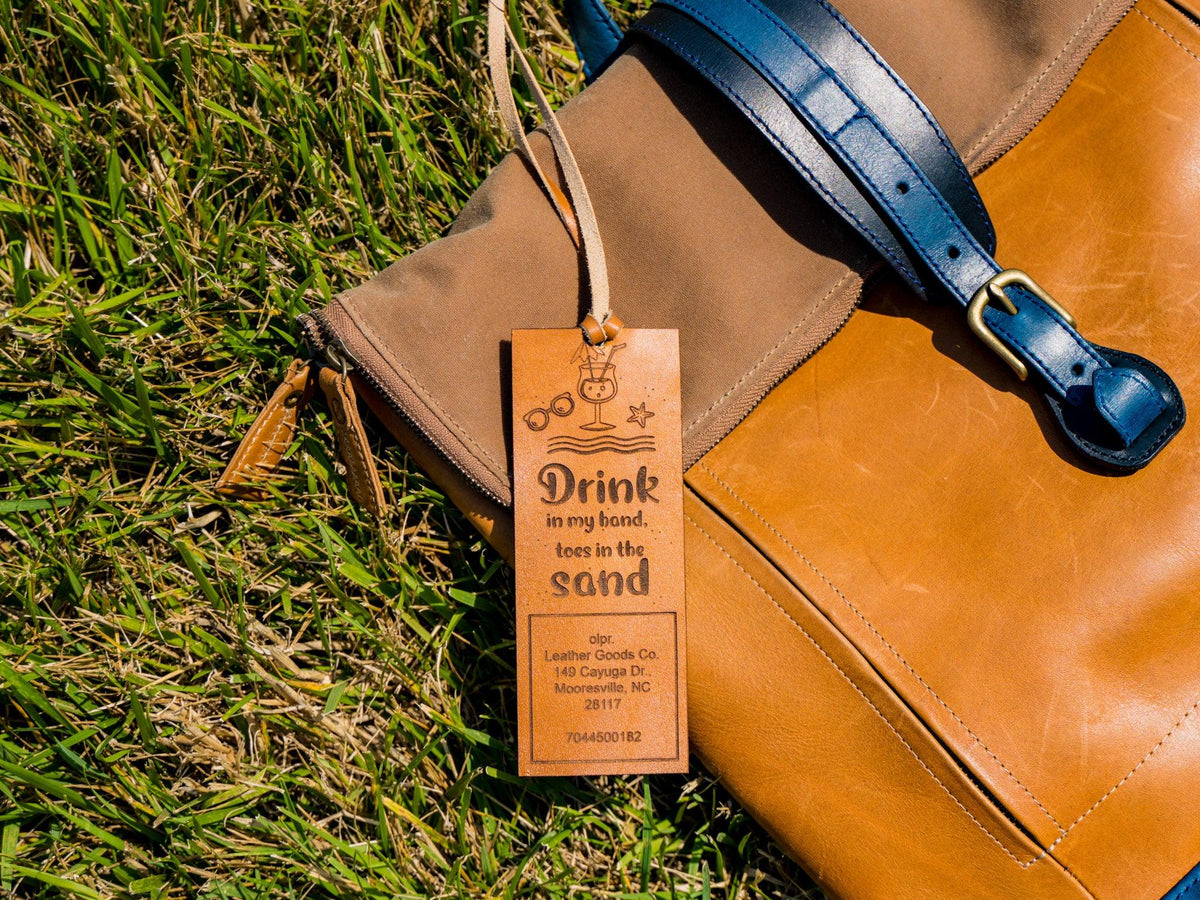 Milwaukee Leather Luggage Tag Drink - Natural Luggage Tags - olpr.