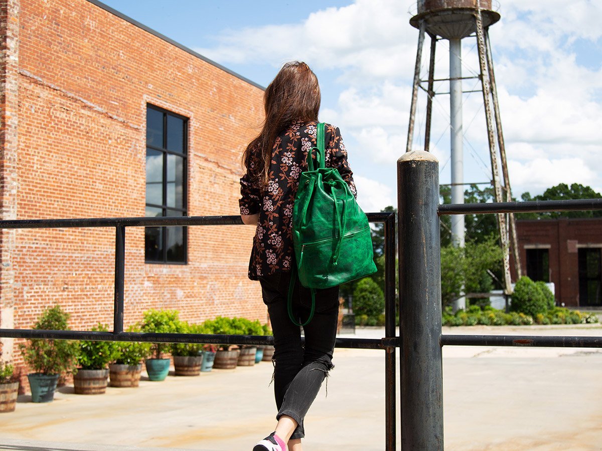 Leather Backpack Izzy Milwaukee - Green Backpack - olpr.