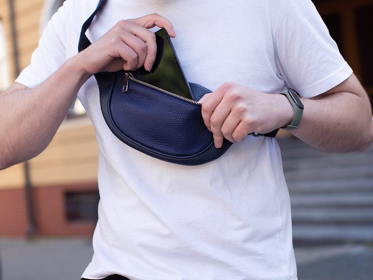 Soft Leather Belt Bag - Navy Waist Bag - olpr.
