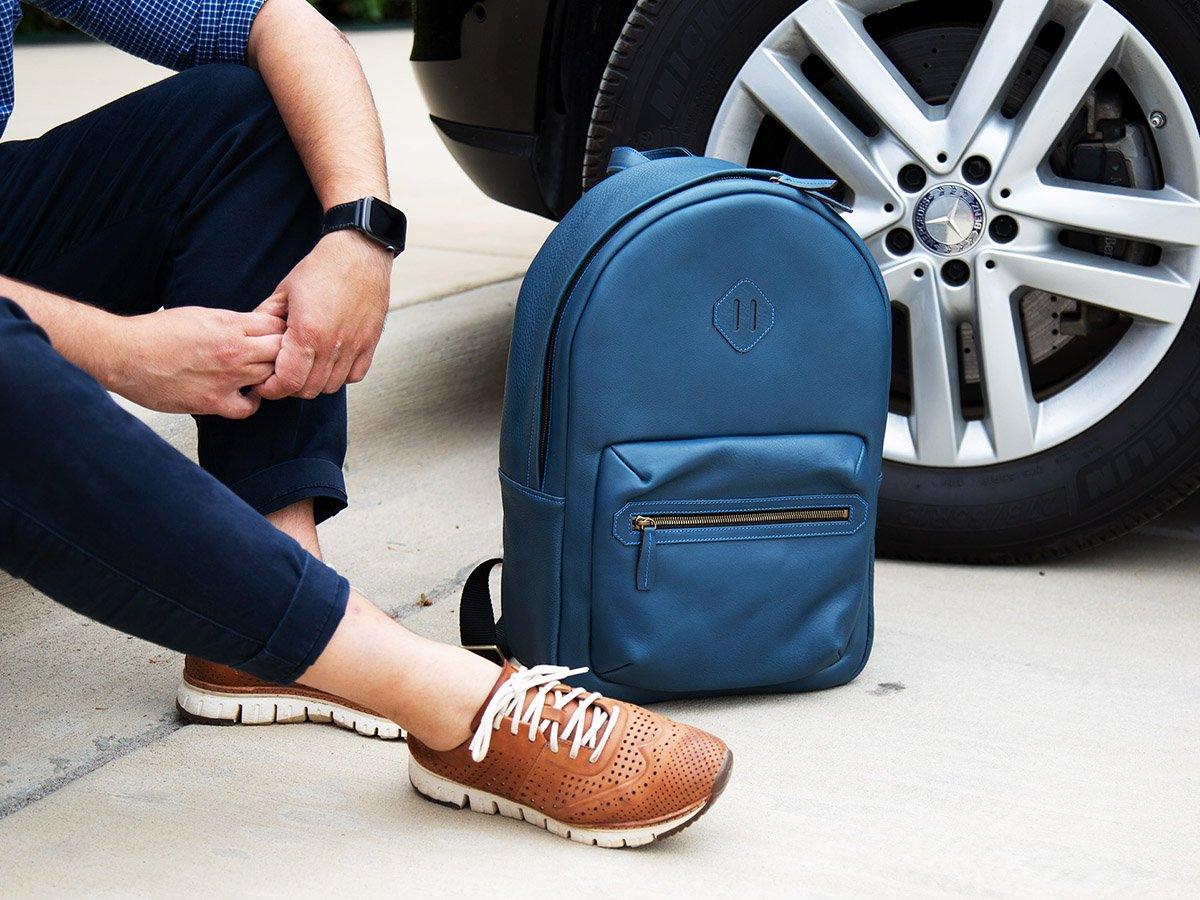 Italian Leather Backpack City - Blue Backpack - olpr.