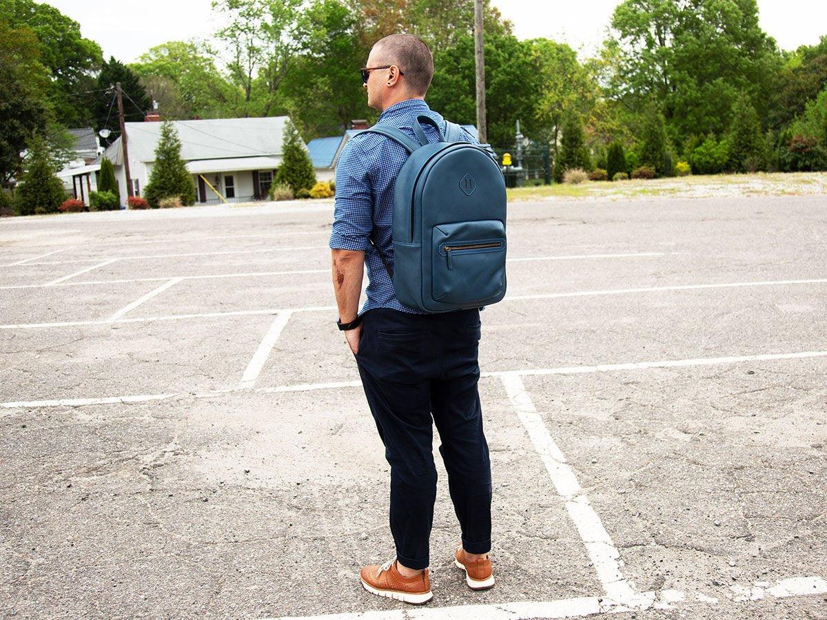 Italian Leather Backpack City - Blue Backpack - olpr.