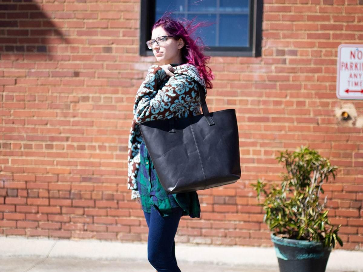 Leather Tote Bag Jess - Black Women Bag - olpr.