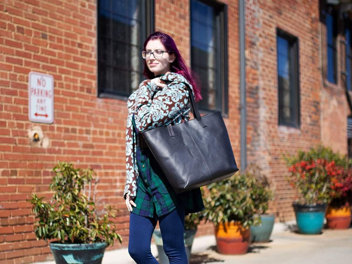 Leather Tote Bag Jess - Black Women Bag - olpr.
