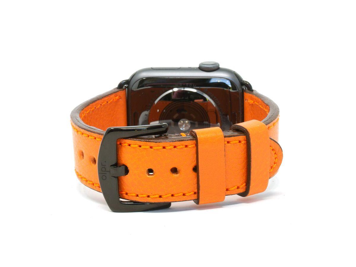 Italian Leather Apple Watch Band - Orange iWatch Strap - olpr.