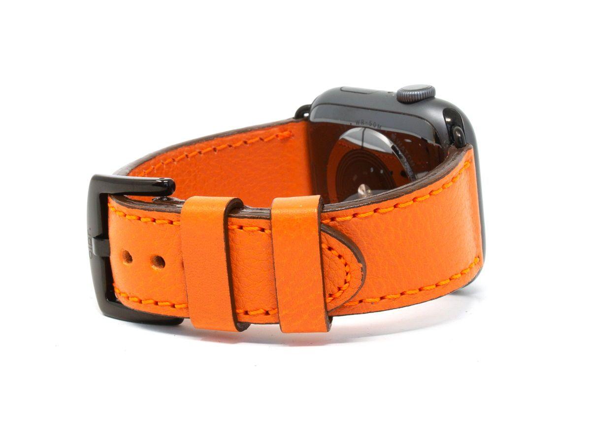Italian Leather Apple Watch Band - Orange iWatch Strap - olpr.
