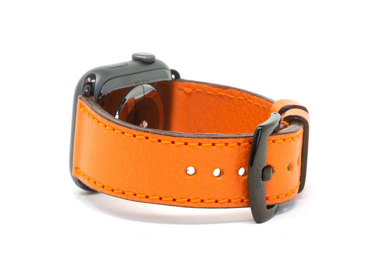 Italian Leather Apple Watch Band - Orange iWatch Strap - olpr.