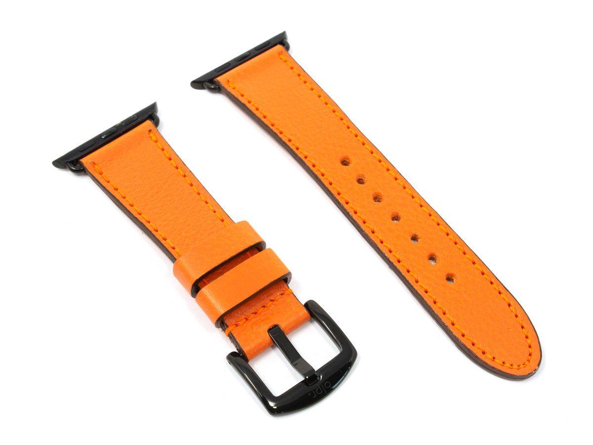 Italian Leather Apple Watch Band - Orange iWatch Strap - olpr.