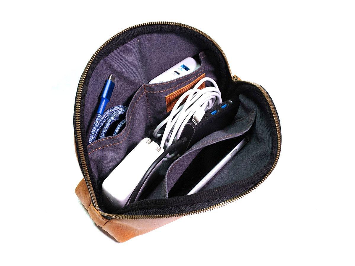 Milwaukee Leather Zipper Pouch - Tan Toiletry Bag - olpr.