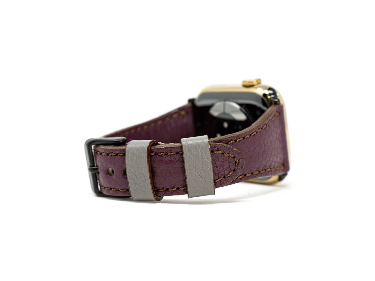 Petite Single Italian Leather Apple Watch Band - Plum iWatch Strap - olpr.