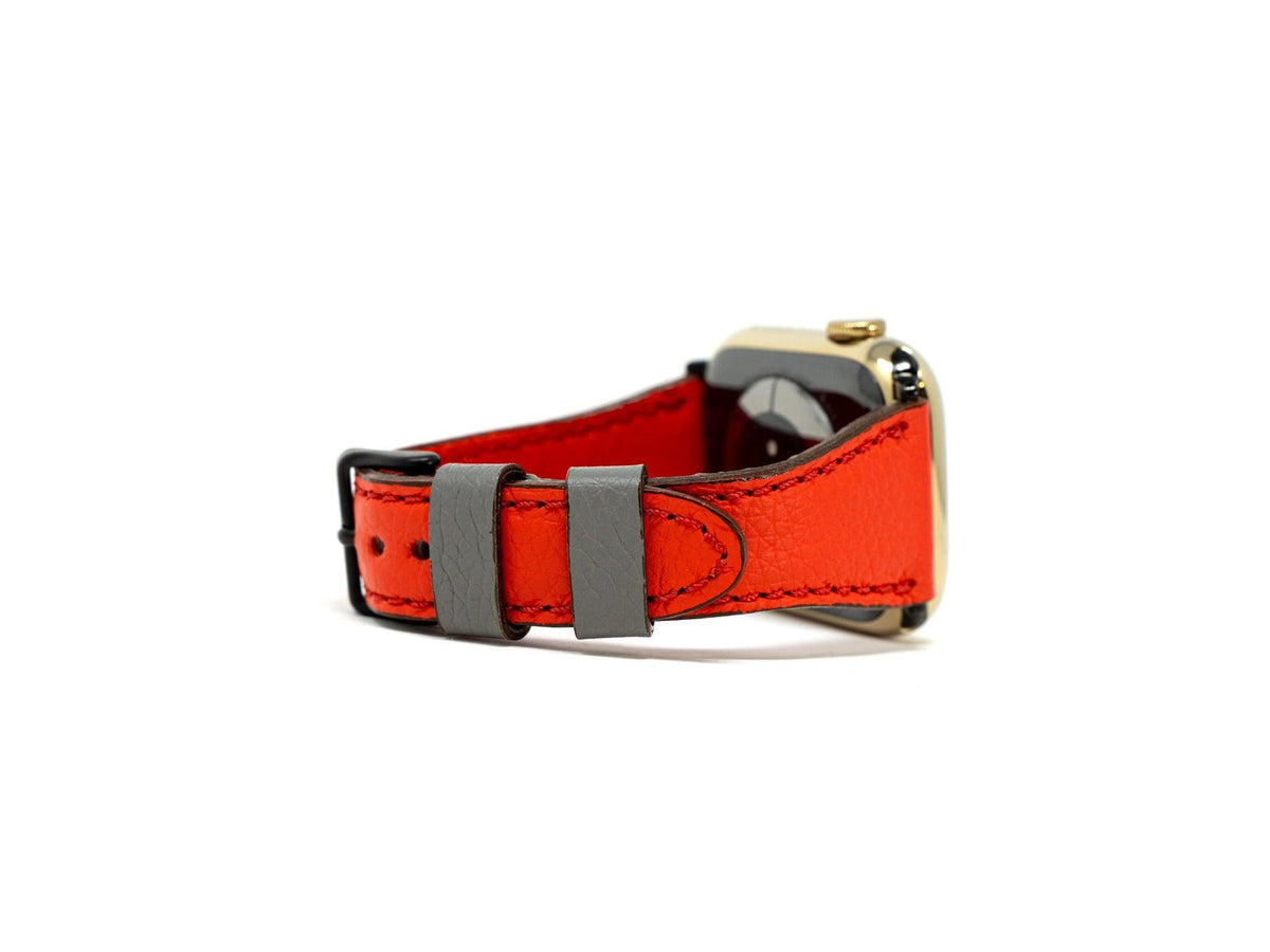 Petite Single Italian Leather Apple Watch Band - Red iWatch Strap - olpr.
