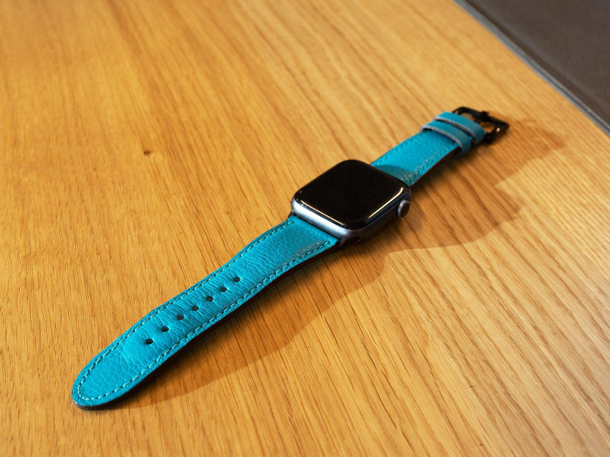 Italian Leather Apple Watch Band - Turquoise iWatch Strap - olpr.