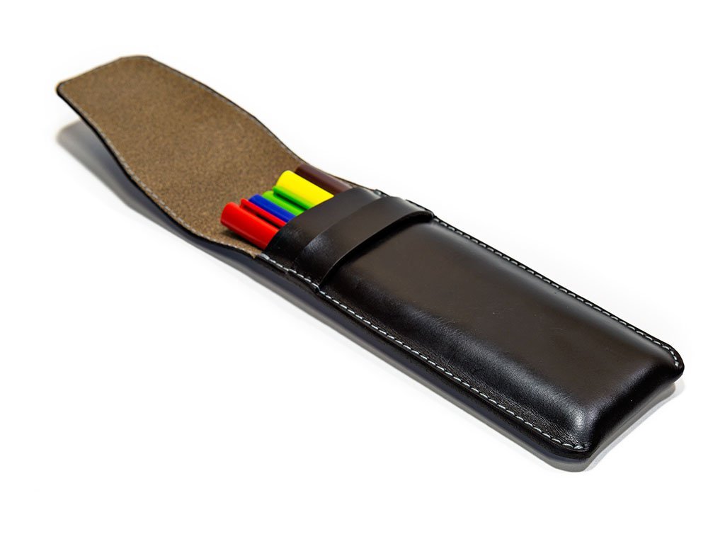 Milwaukee Leather 3Pen Holder - Black Pen Holder - olpr.